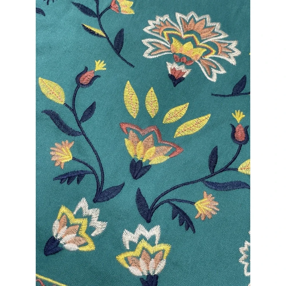 Women's Skirt MED‎ Embroidered Boho Teal Green Stretch Side Zip Colorful Western - Picture 2 of 16